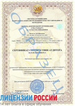 Образец сертификата соответствия аудитора №ST.RU.EXP.00006191-3 Тамбов Сертификат ISO 50001